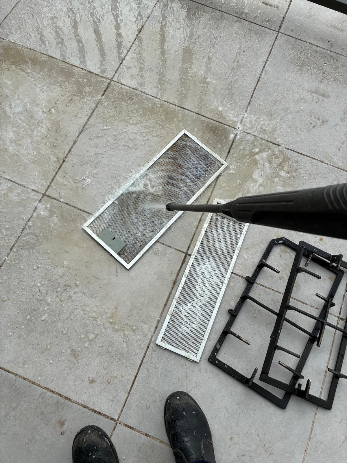Rangehood filters pressure washed clean